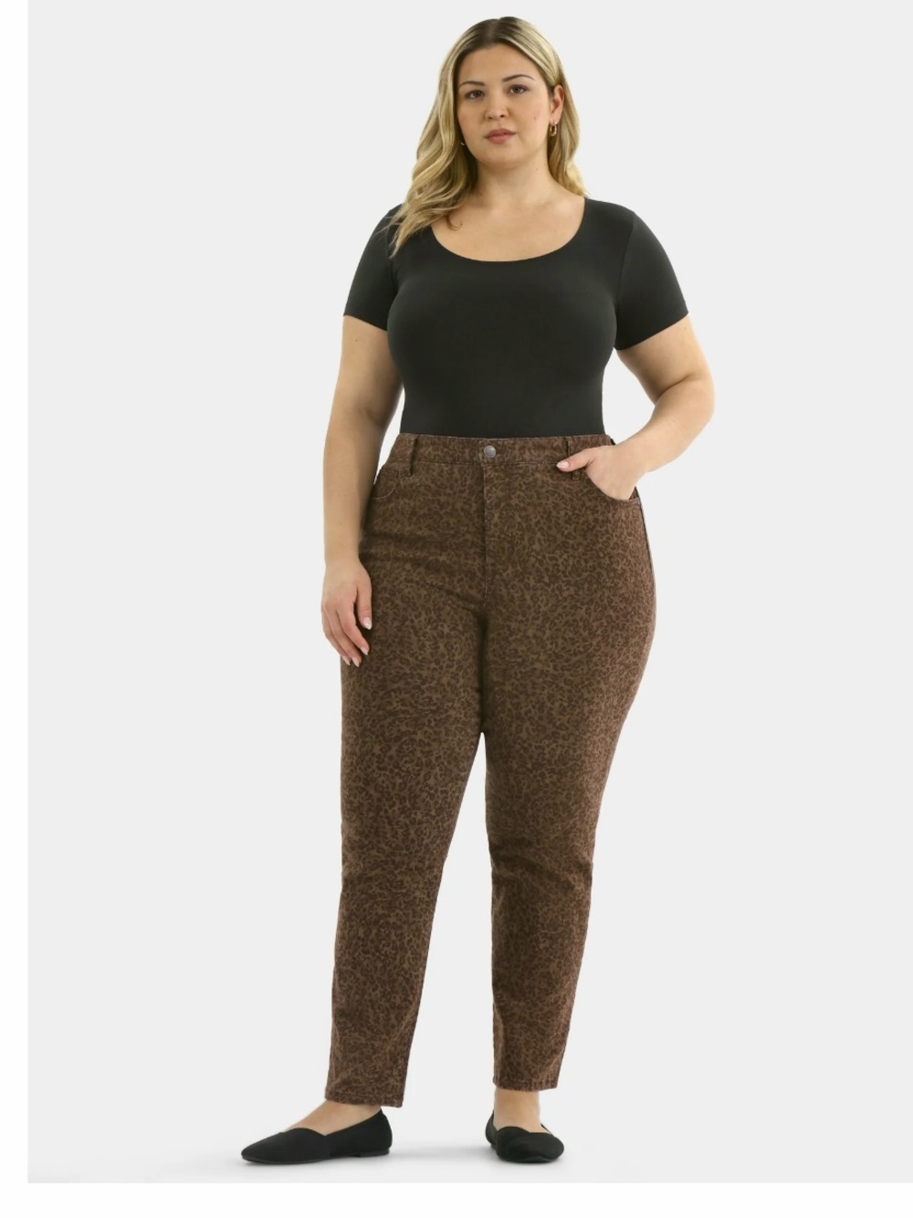 NEW 26WP Women's Leopard Straight Leg High Rise Jeans